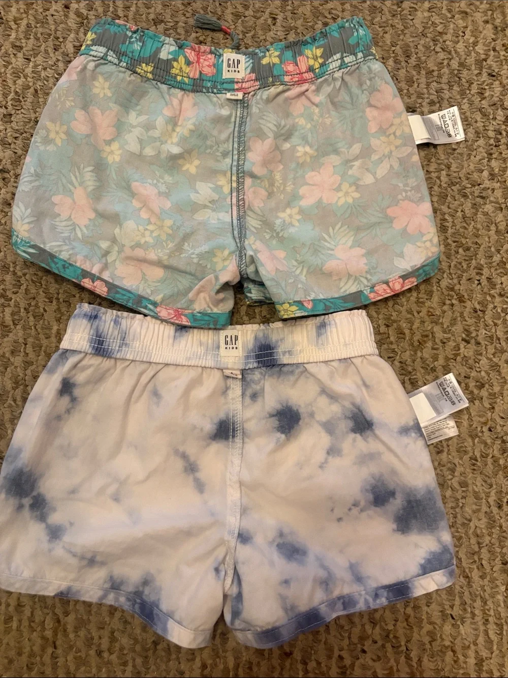 GAP Girls Floral Teal and Blue Tie-Dye Shorts Set, Size 5